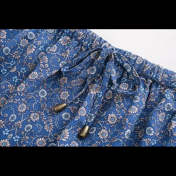 Boho floral gypsy skirt print maxi long blue - Picture 6 of 14